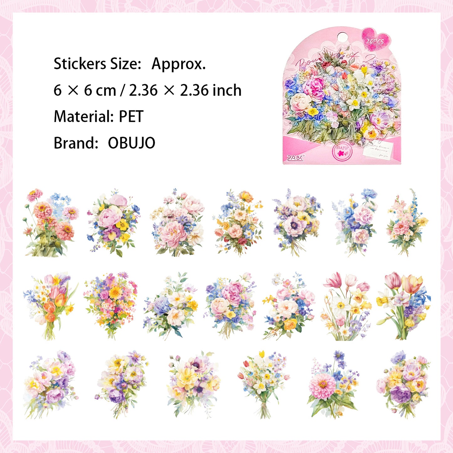 20 Pcs Bouquet PET Stickers HSAL