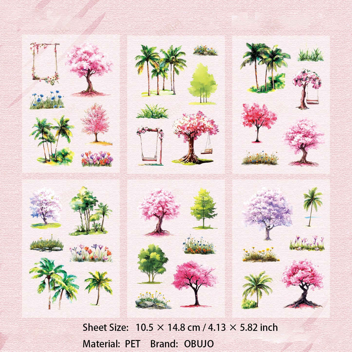 4 Sheets Seasonal Tree Stickers SJSJ