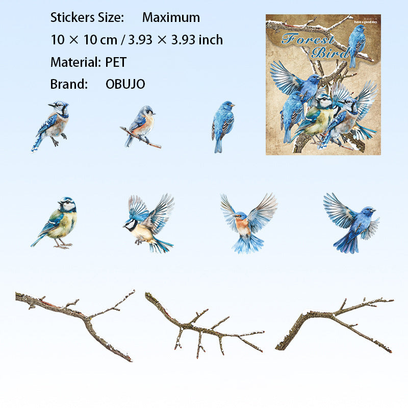 20 Pcs Flying Birds PET Stickers LJQY