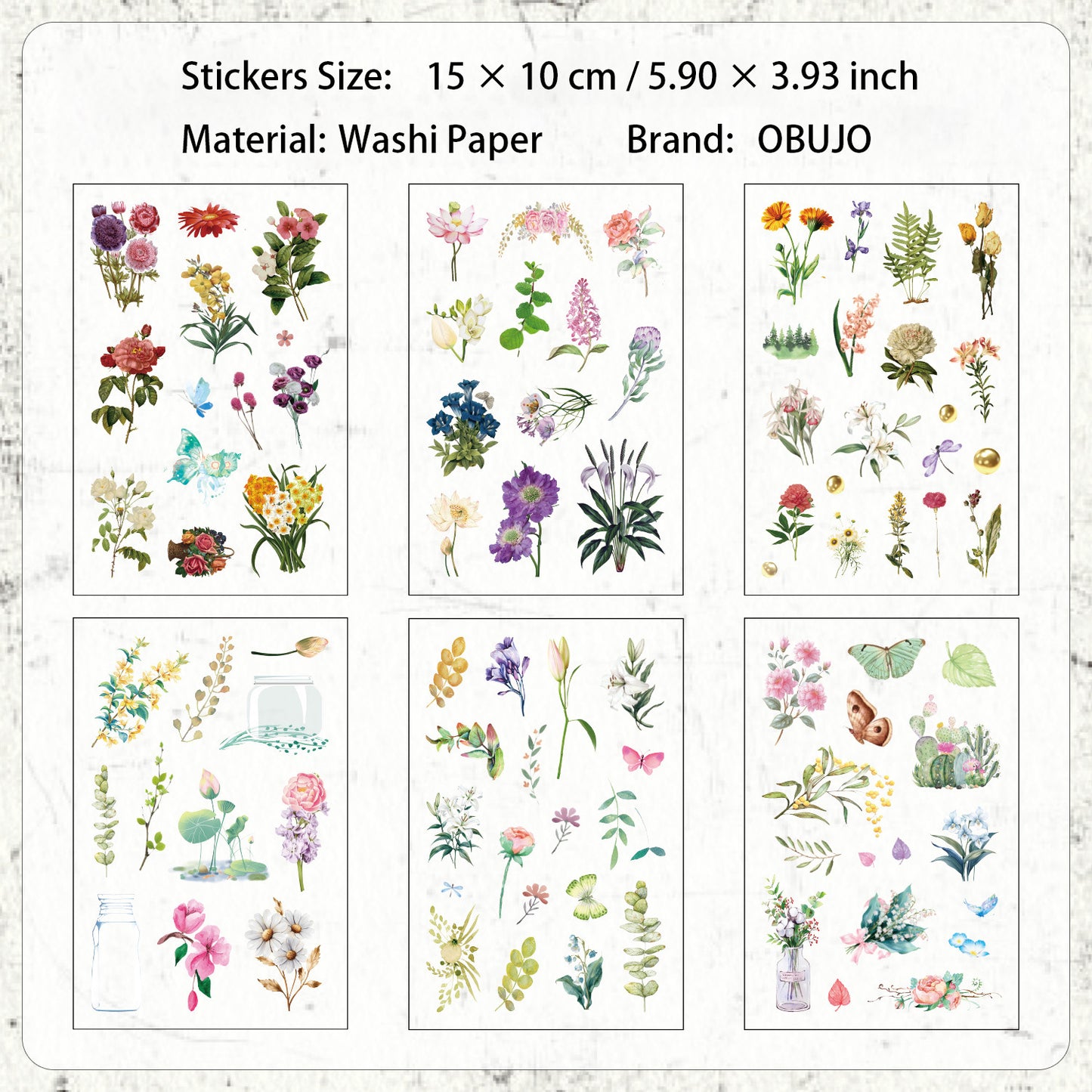 6 Sheets Basic Journal Stickers ZJWD