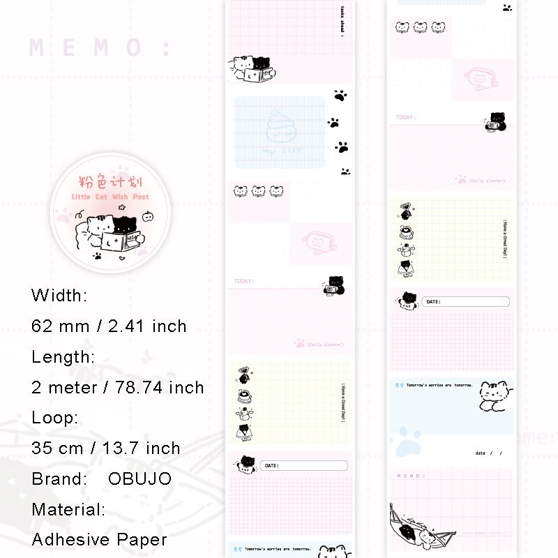 1 Roll Cat Theme Planner Stickers Tape XMJHT