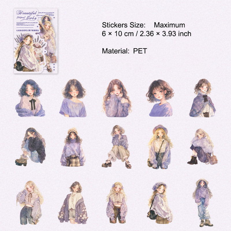 30 Pcs Sweet Girl PET Stickers XDZZ