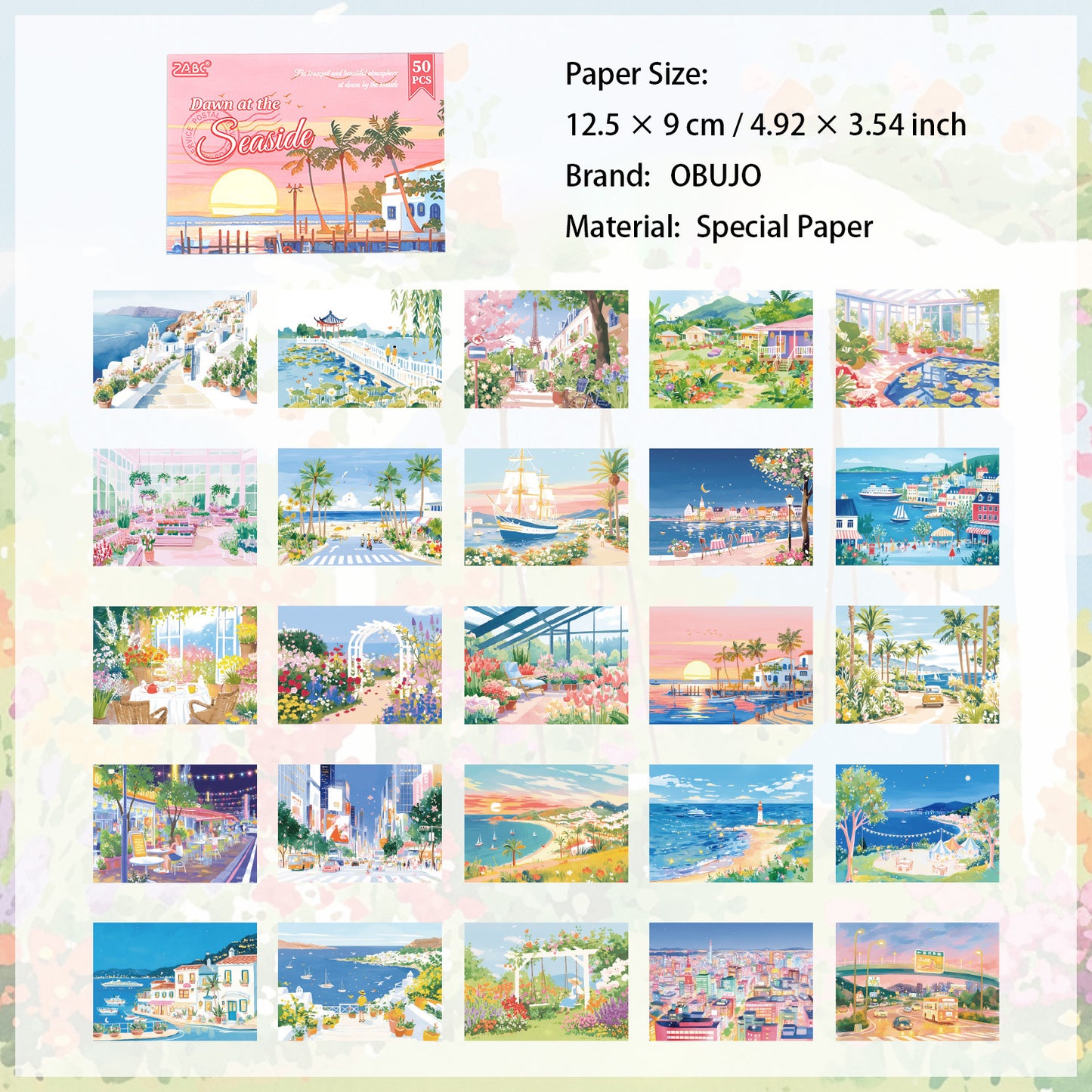 50 Sheets Watercolor Landscape Journal Paper ZYHG