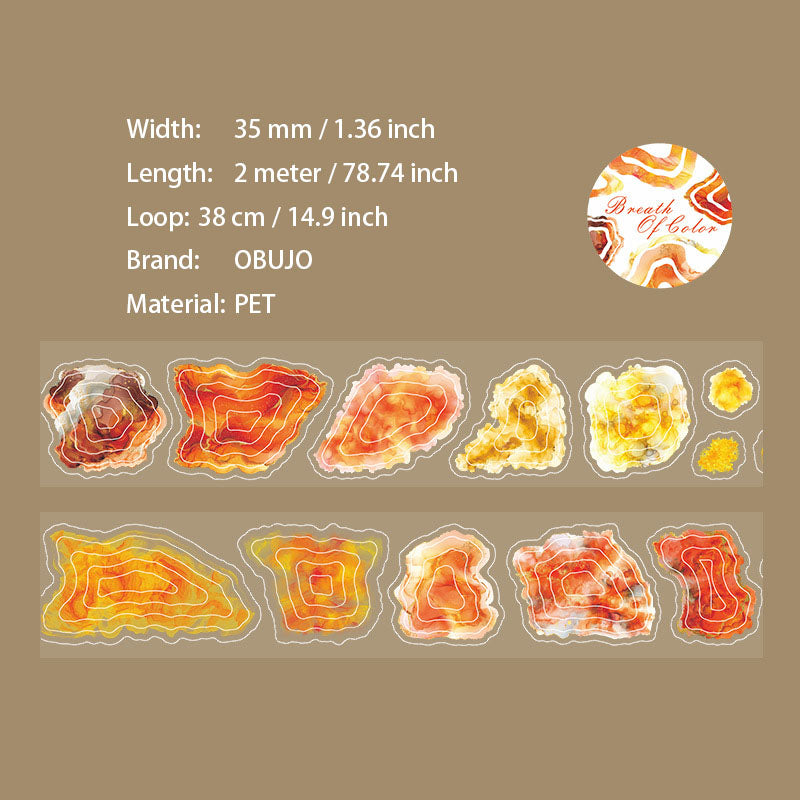 1 Roll Watercolor Spalash PET Stickers Tape SSHX