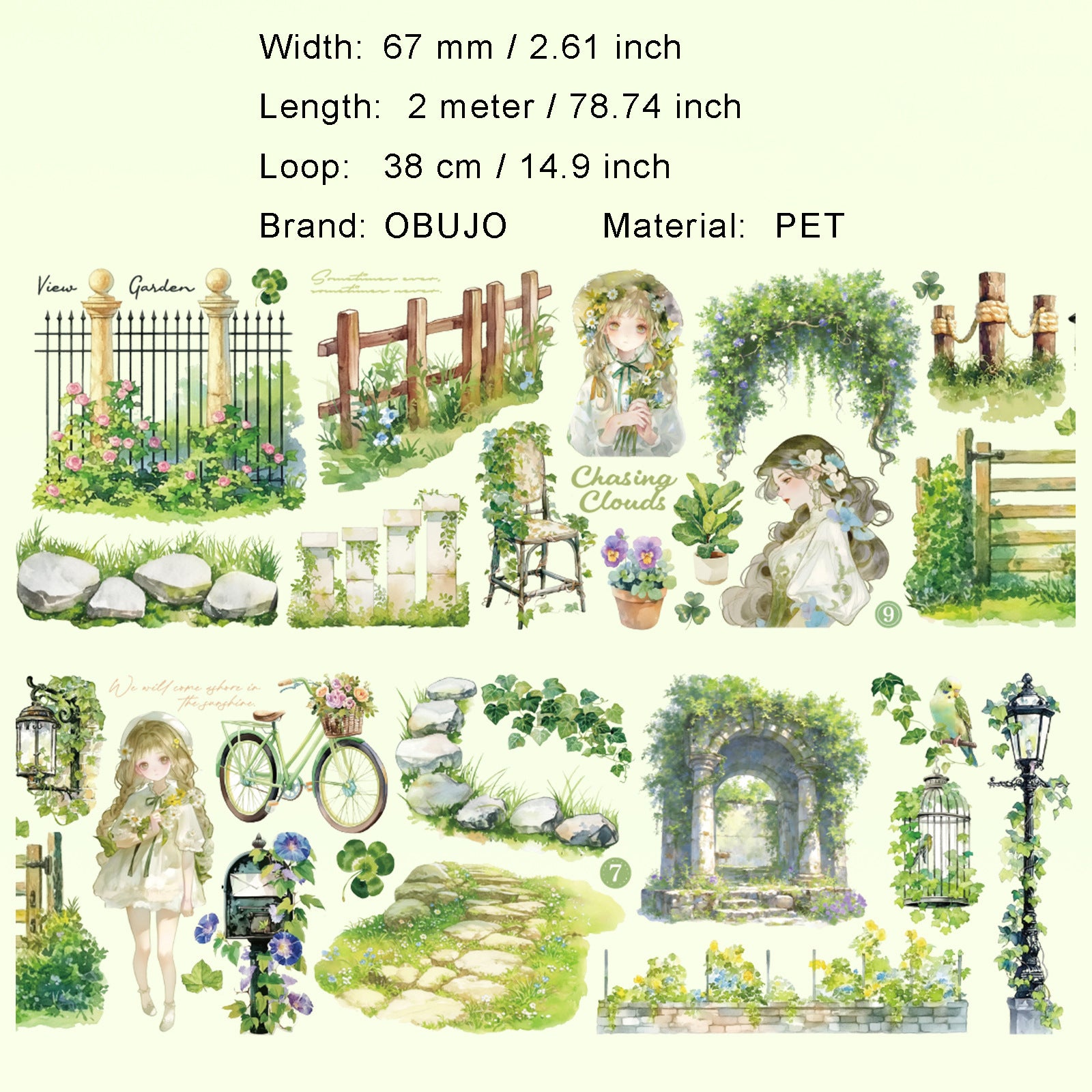 1 Roll Lifestyle PET Stickers Tape MHSG