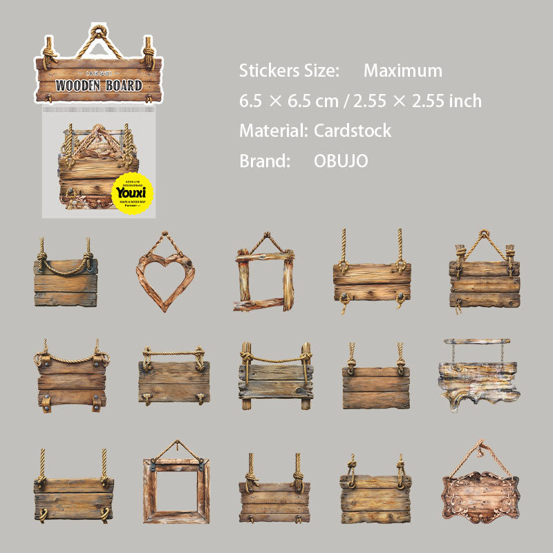 15 Pcs Wooden Sign Cardstock Stickers MJWY