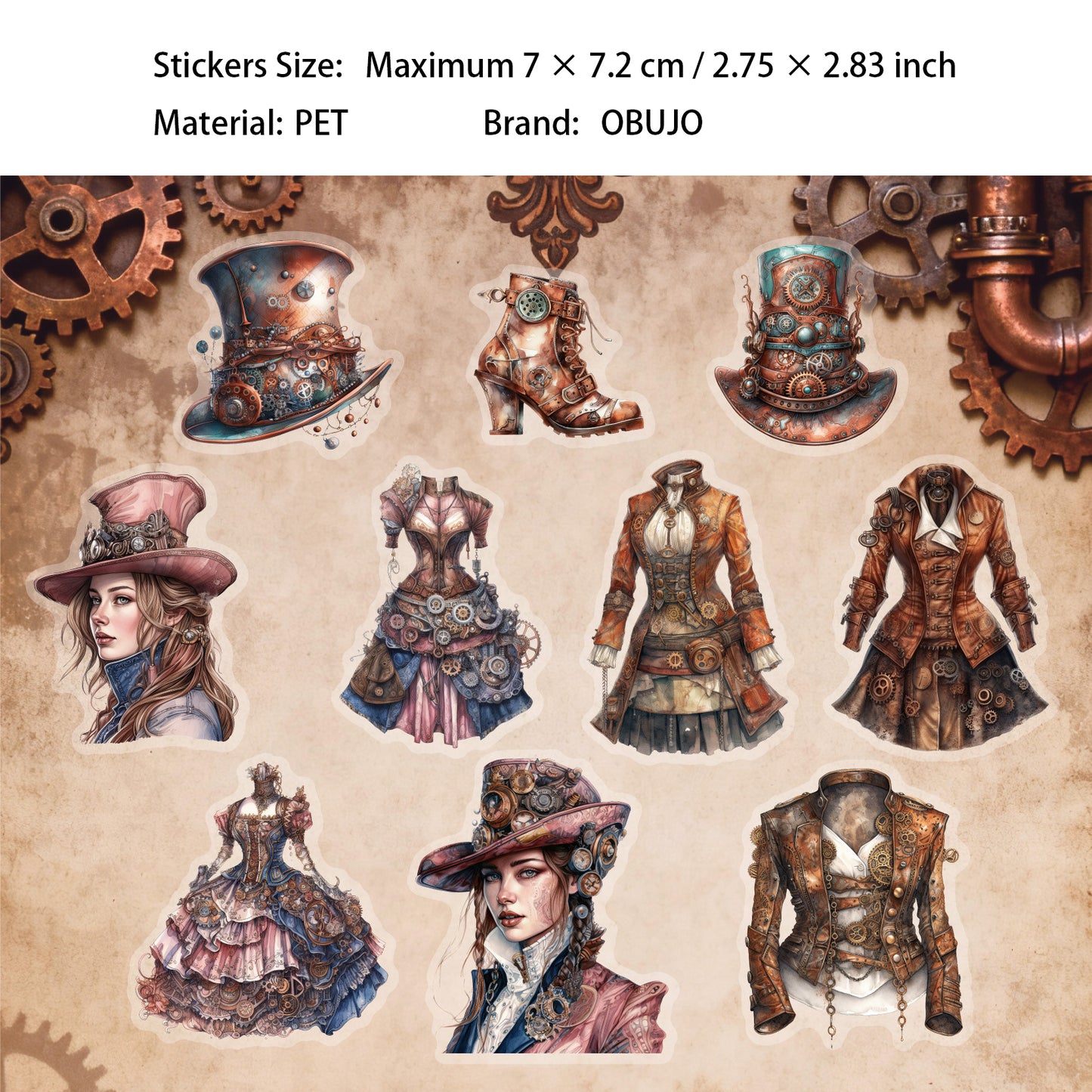 20 Pcs Age of Steam PET Stickers ZQSD