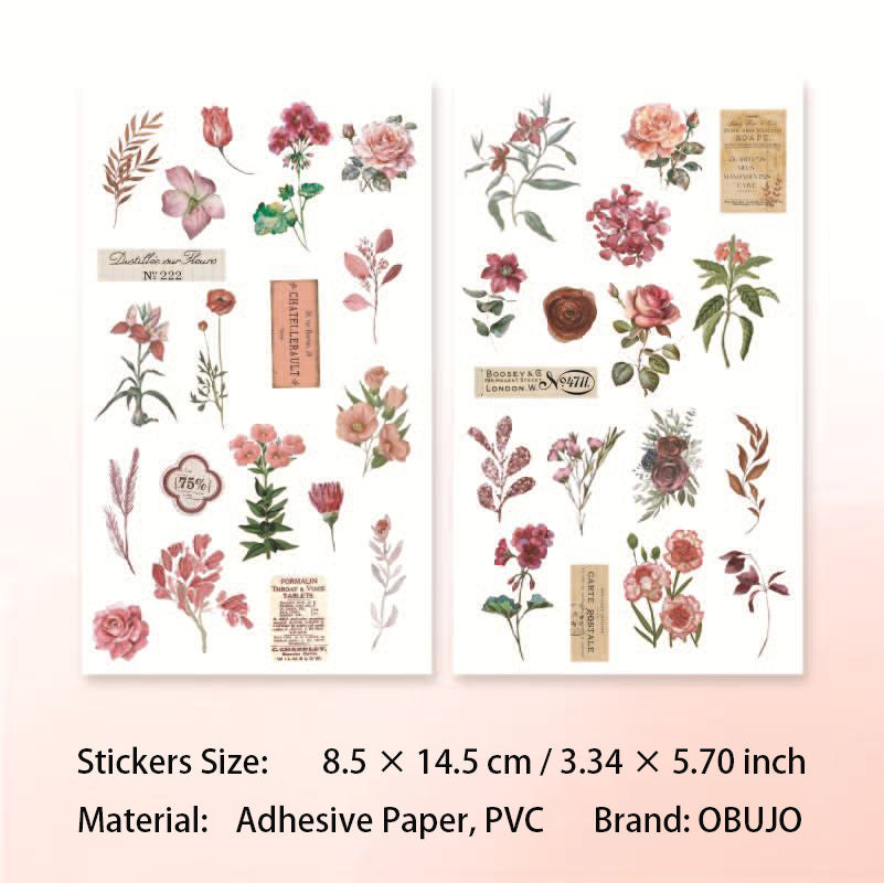 4 Sheets Flower Stickers and Transfer Stickers HJQX