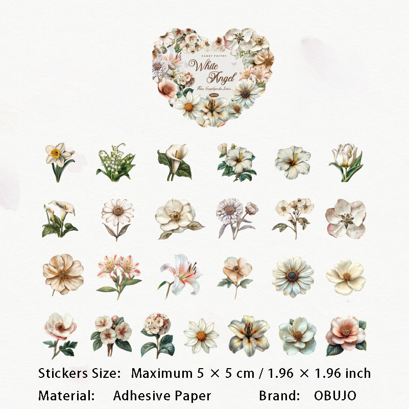 25 Pcs Vintage Flower Stickers HHBKTJ