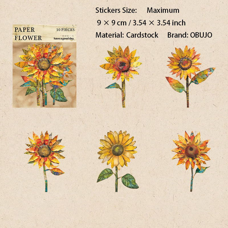 10 Pcs Paper Flower for Journal Craft ZSHF