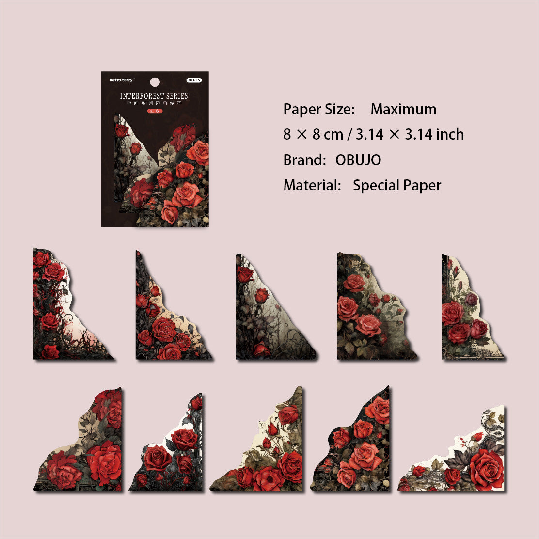 20 Pcs Vintage Corner Journal Paper LJXL