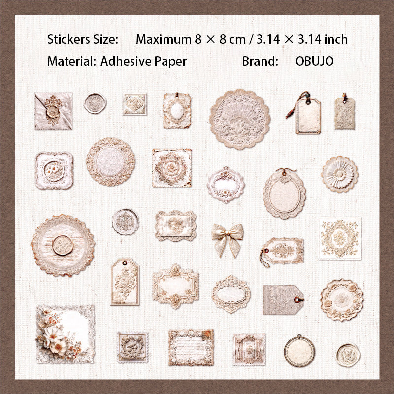 30 Pcs Vintage Journal Stickers ZYXJ