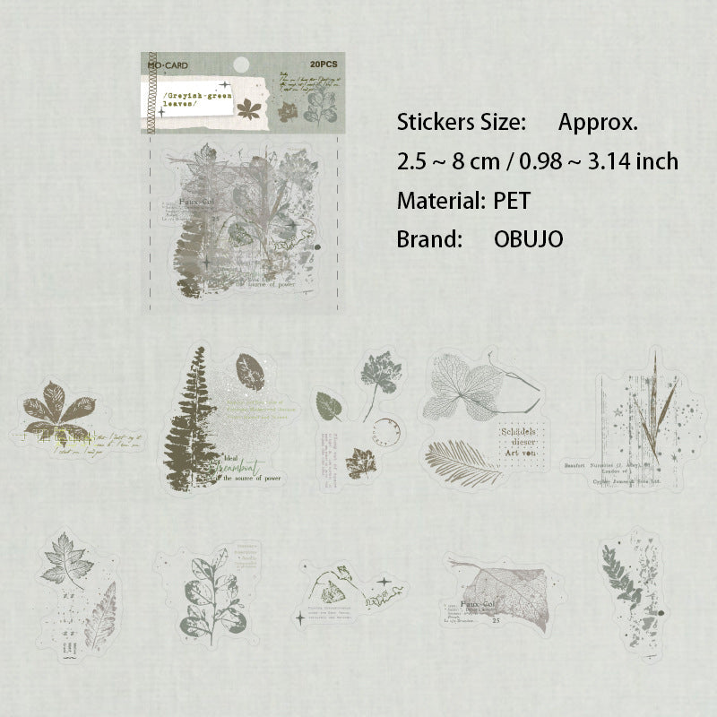 20 Pcs Vintage Botanical PET Stickers MLHC