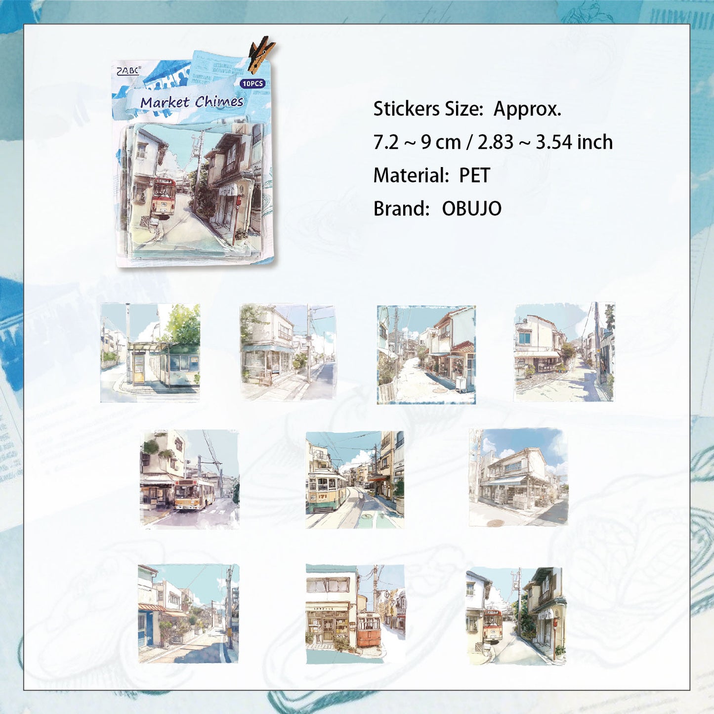 10 Pcs Travel Landscape PET Stickers OLZM