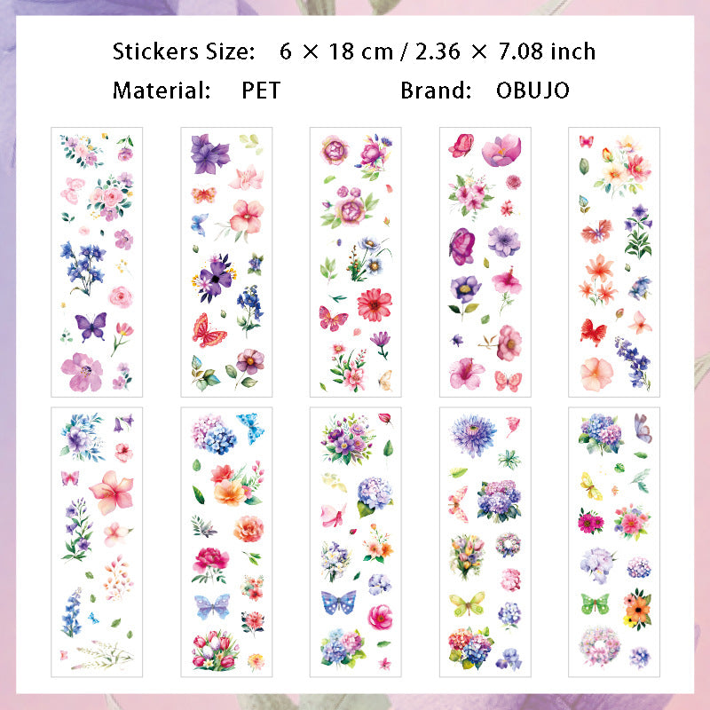 10 Sheets Flower PET Stickers LGHY
