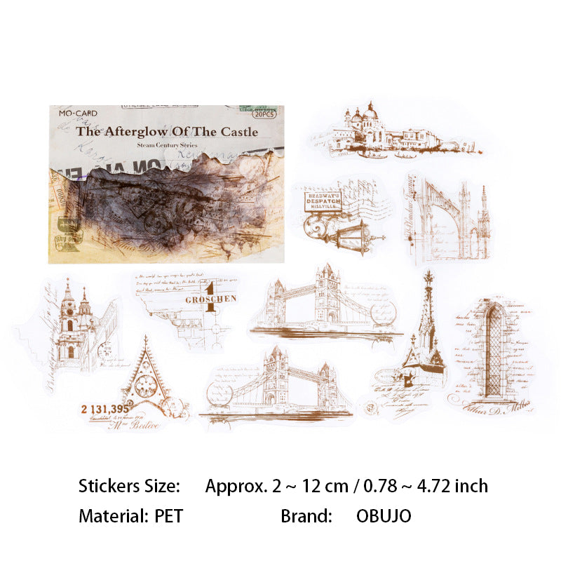 20 Pcs Vintage Steam Age PET Stickers ZQSJ