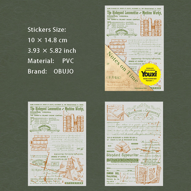 2 Sheets Vintage Transfer Stickers SYBJ