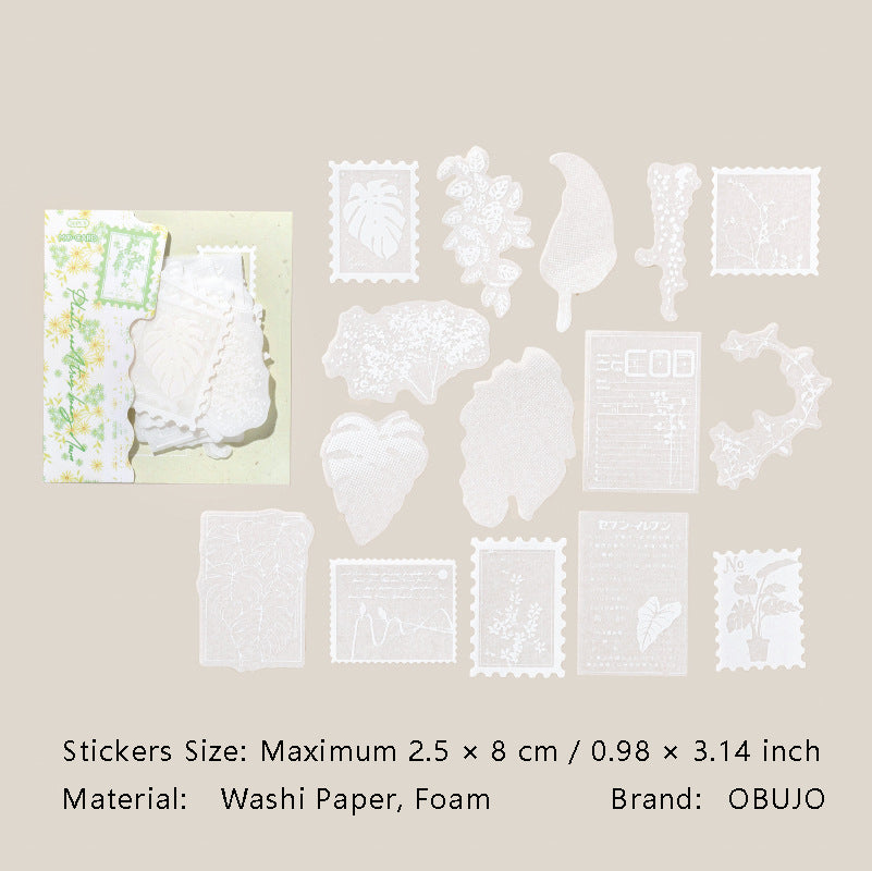 20 Pcs White Botanical Stickers BWSZ