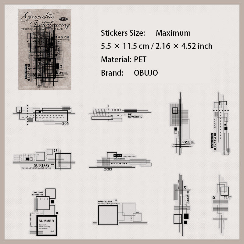 20 Pcs Geometric Themed PET Stickers JHJZ