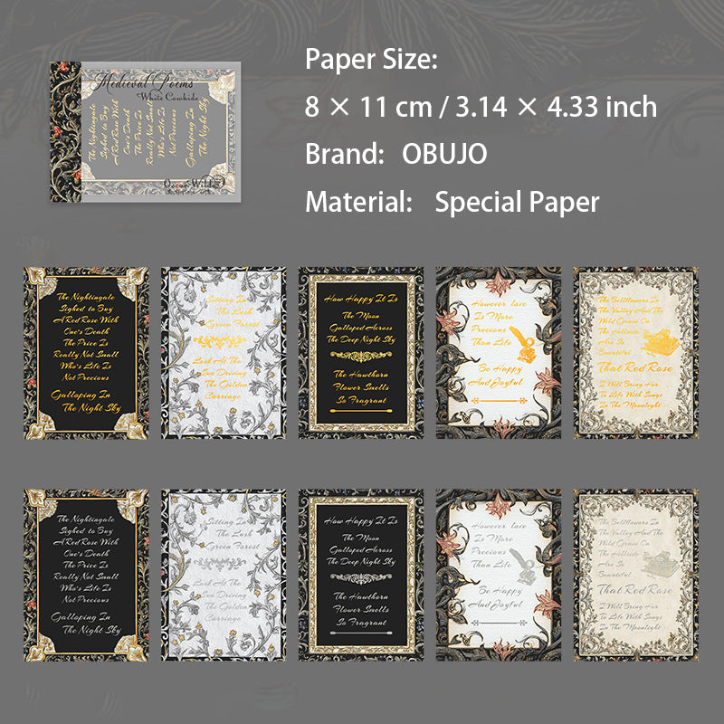 10 Pcs Vintage Literature Themed Journal Paper ZSJSP