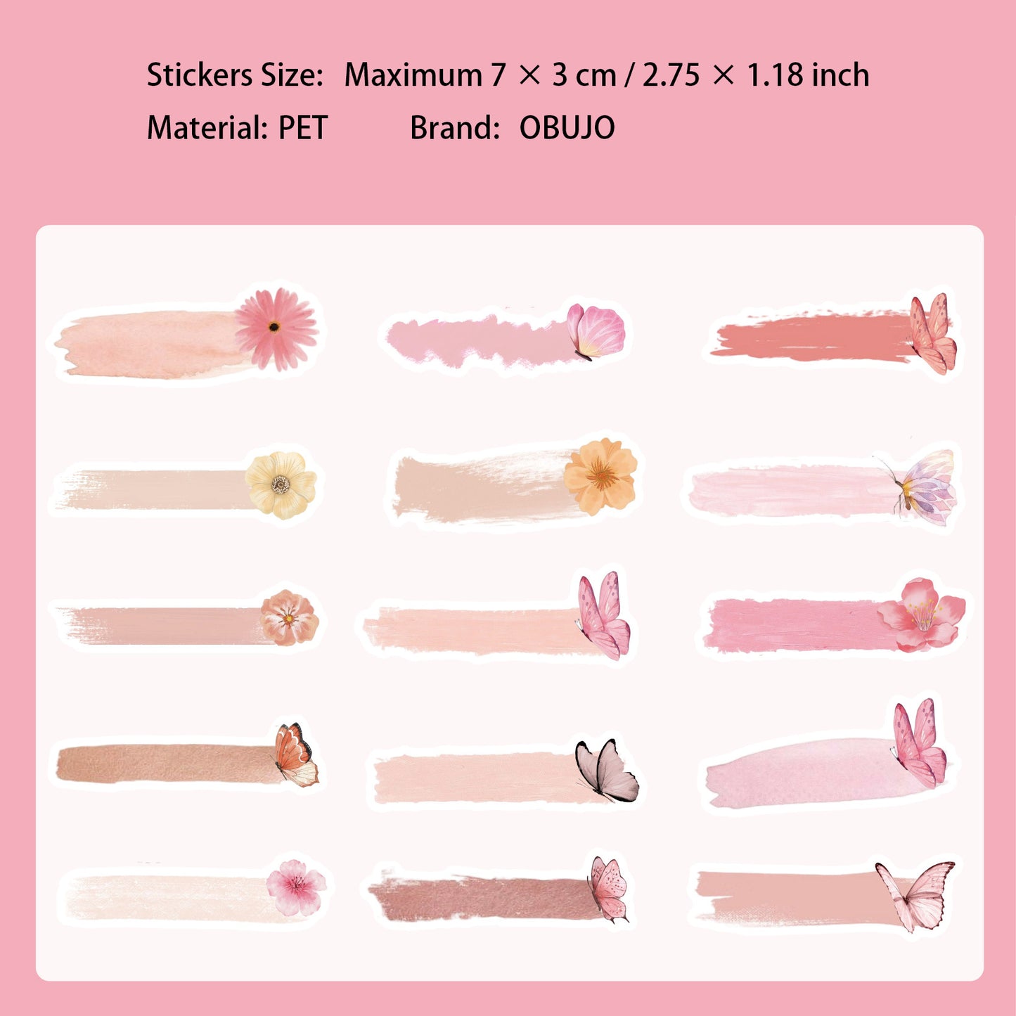 20 Pcs Watercolor Brush Paint PET Stickers HDSJ
