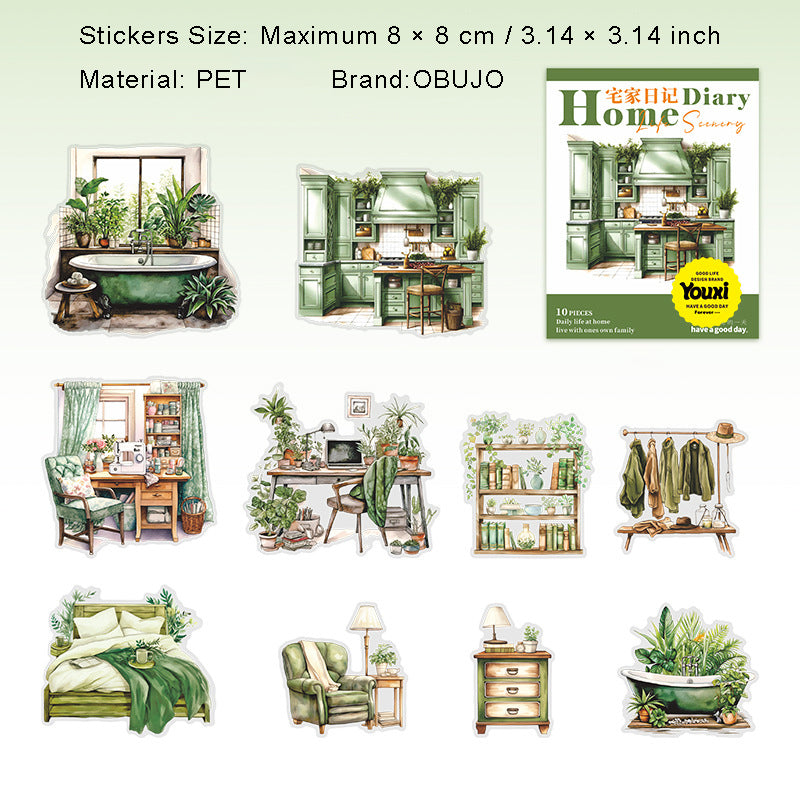 10 Pcs Home Daily PET Stickers ZJRJ