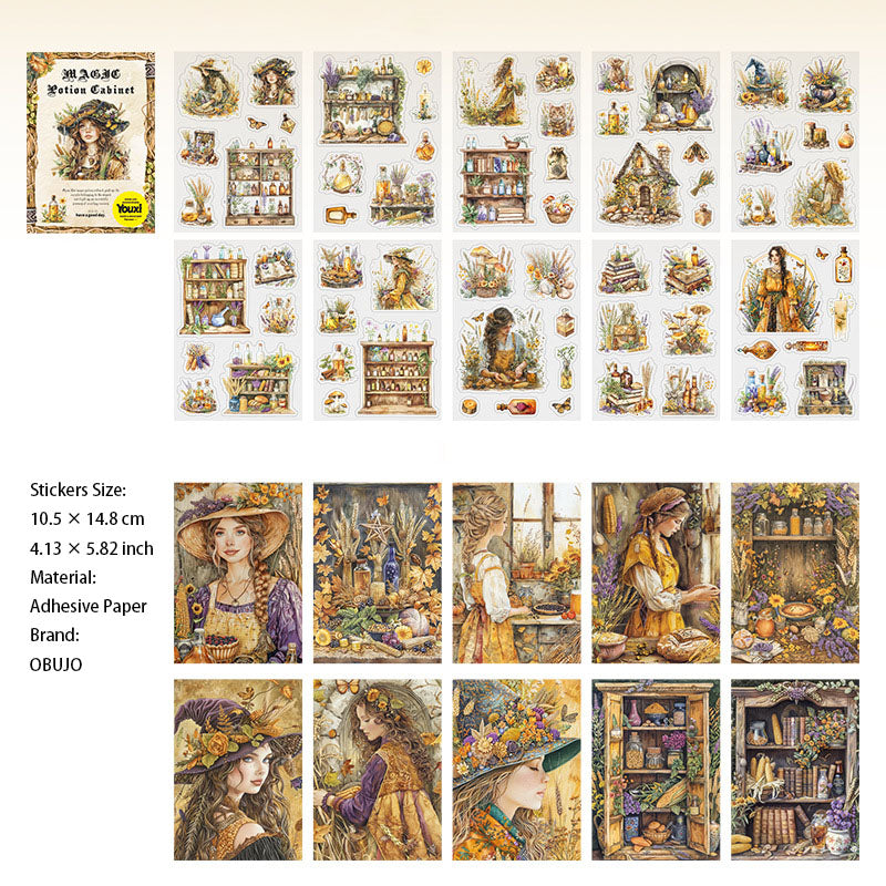 20 Sheets Magic Journal Paper and Stickers Kit MFYC