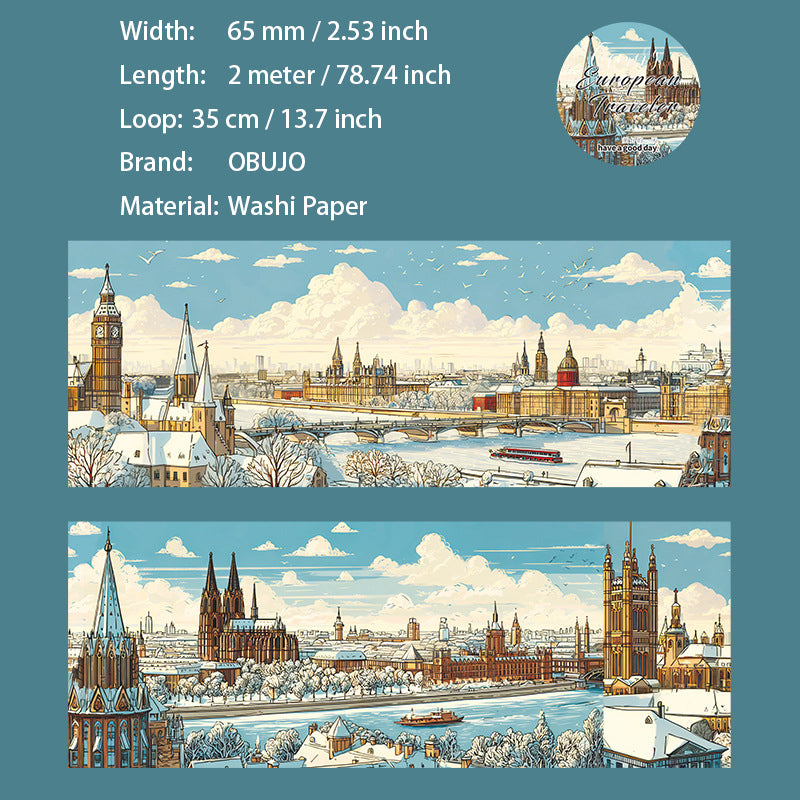 1 Roll Europe Travel Theme Washi Tape OZLR