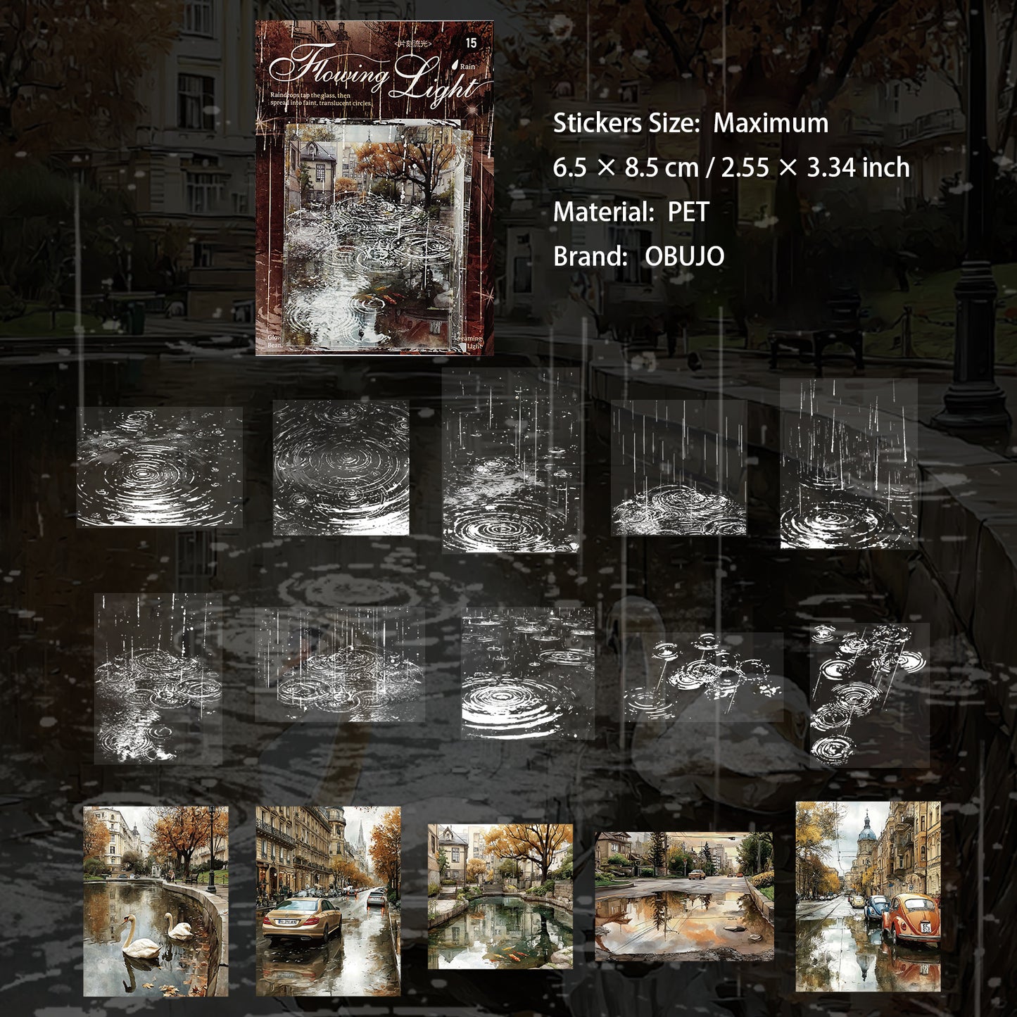 15 Pcs Light Star PET Stickers PKLG