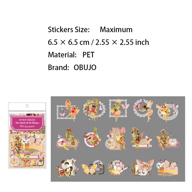 30 Pcs Plants Fairy Gold Foil PET Stickers WWZL