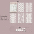 15 Pcs White Lace PET Stickers and Fabric JMLS