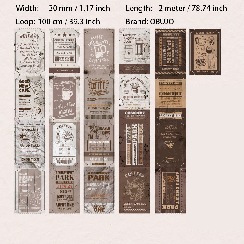 1 Roll Vintage Tickets Stickers XHPJ
