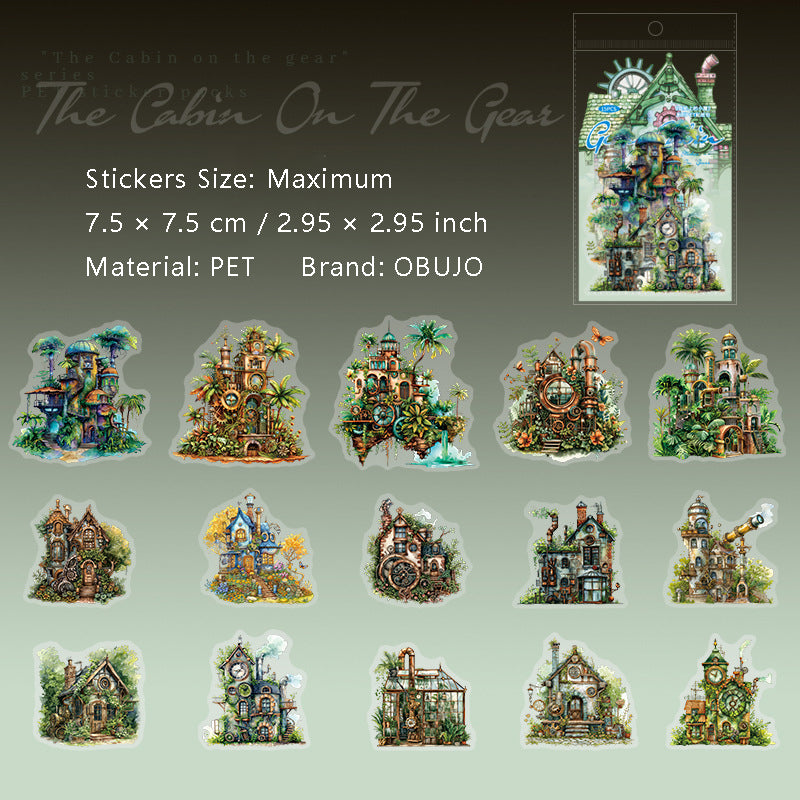 15 Pcs Quirky House PET Stickers CLSXW