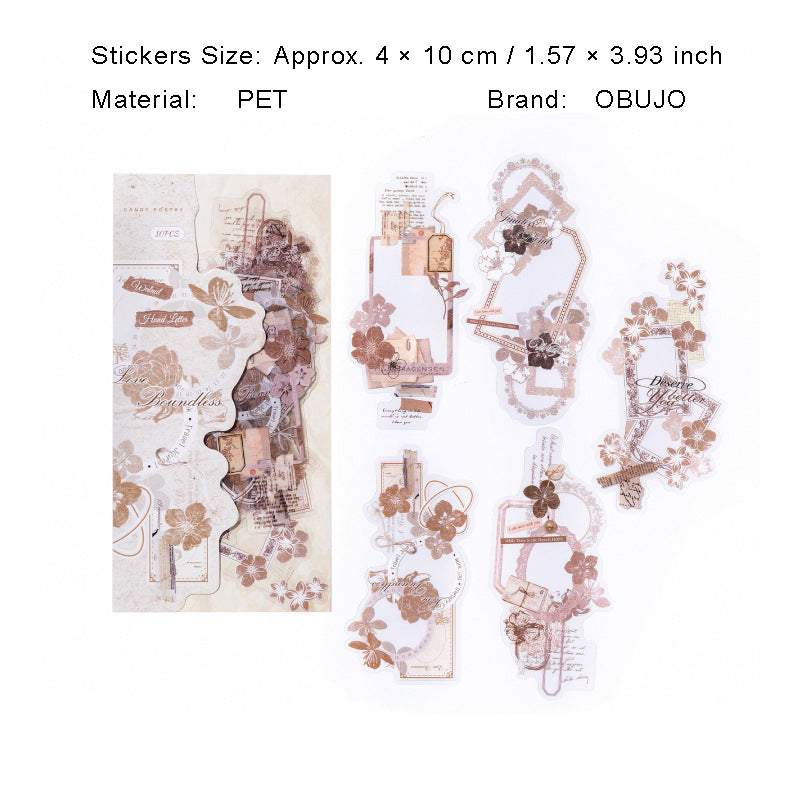 10 Pcs Vintage Collage PET Stickers AYJZ