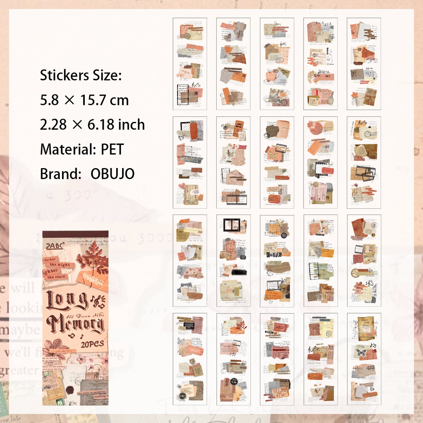 15 Sheets Vintage Collage Stickers Book JMSZ