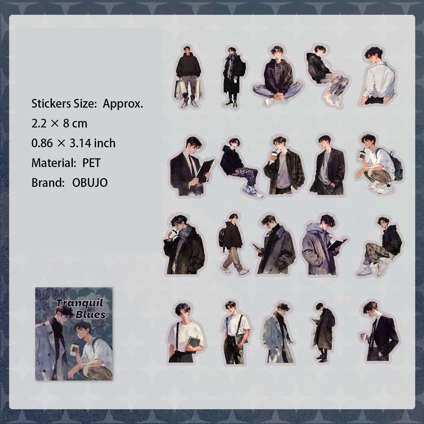 20 Pcs Fashion Girl Boy PET Stickers SXQX