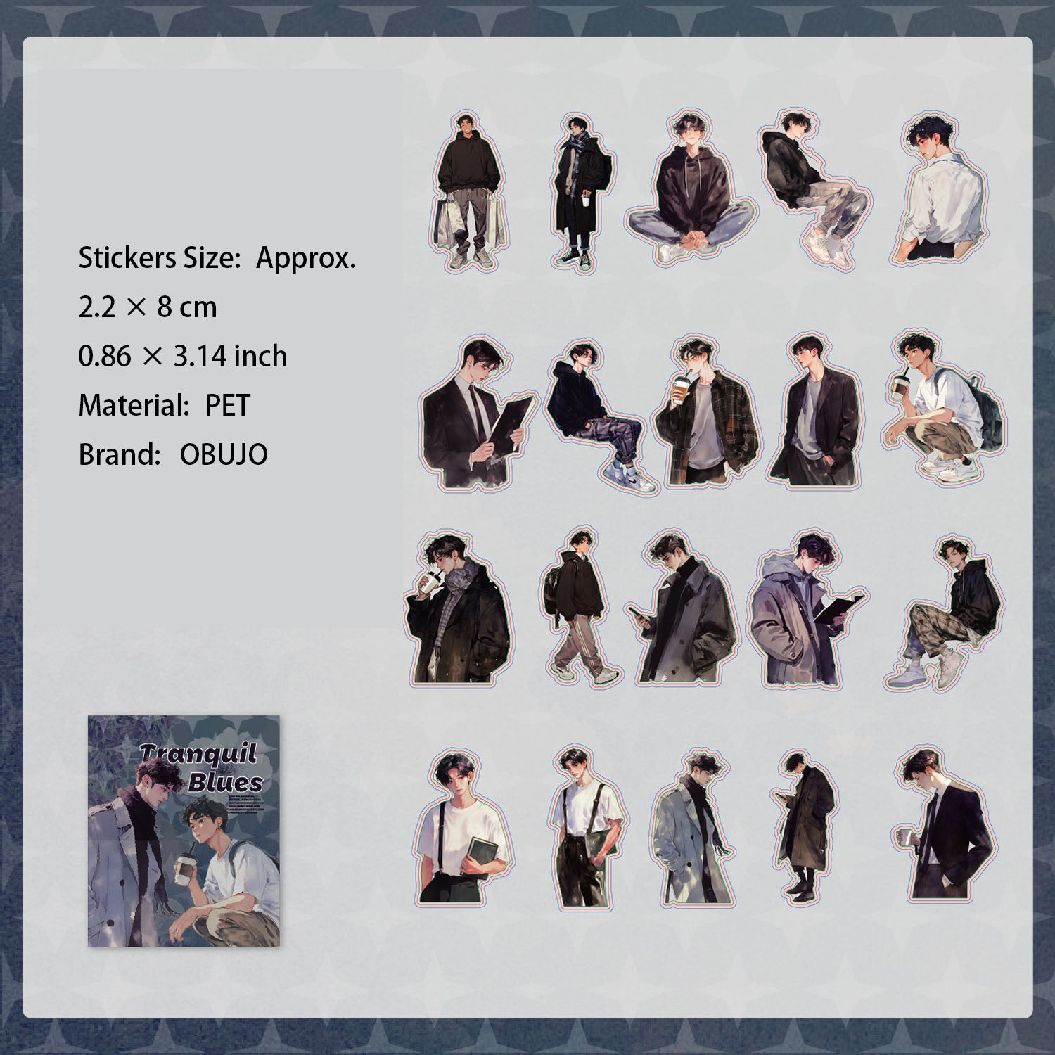 20 Pcs Fashion Girl Boy PET Stickers SXQX