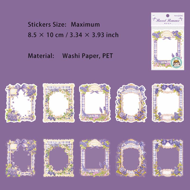 10 Pcs Lace Floral Frame Stickers JLLM