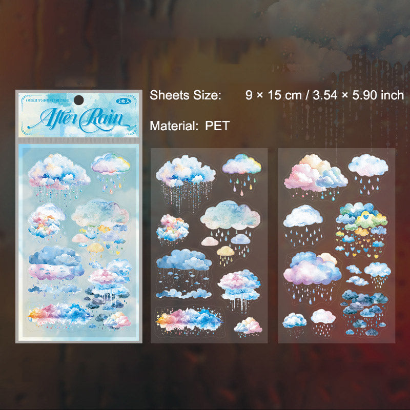 2 Sheets Rainny Theme PET Stickers YHQN