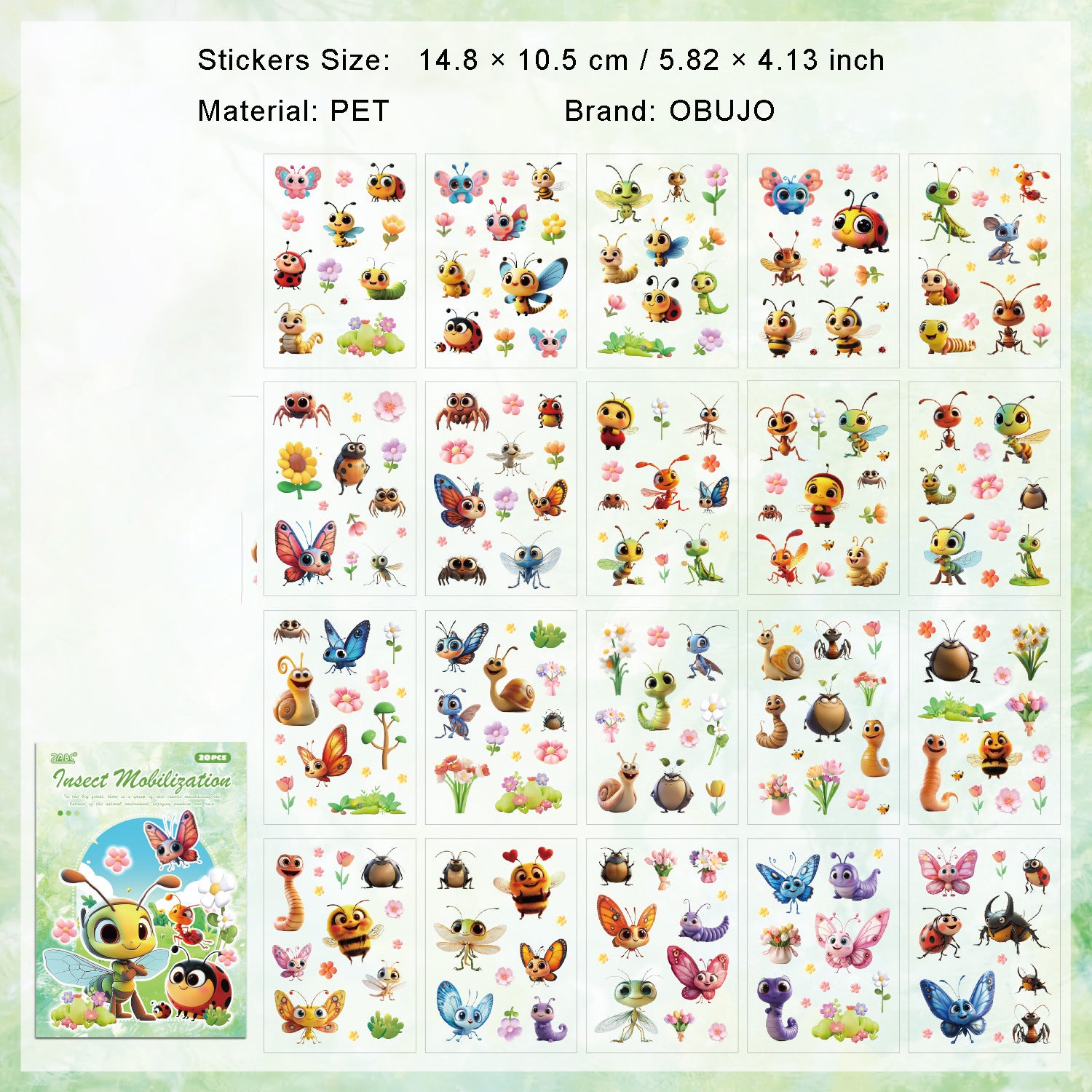 20 Sheets Undersea Animal Stickers Book WXSW