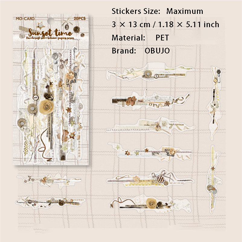 20 Pcs Lace Bow PET Stickers ZJSZS