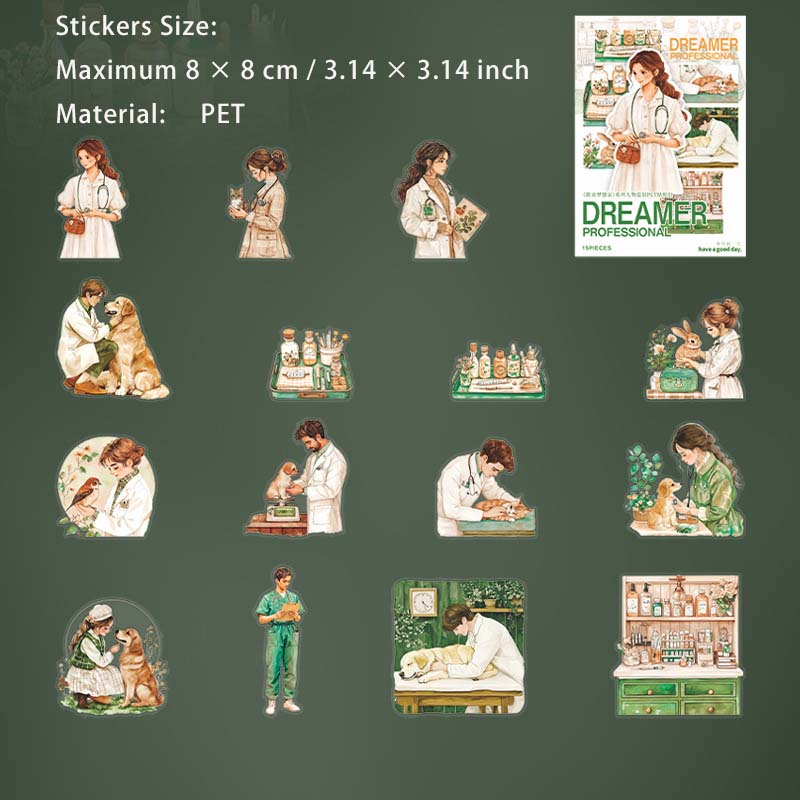 15 Pcs Dream Career PET Stickers ZYMXJ