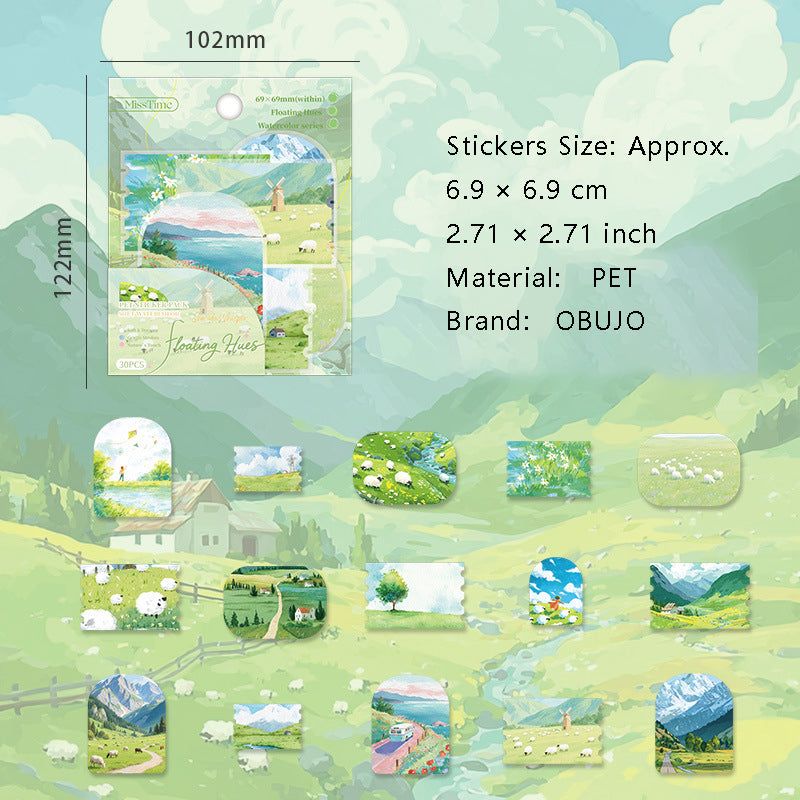 30 Pcs Seasonal Landscape PET Stickers FCHJ