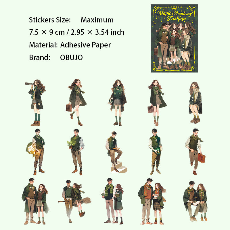 15 Pcs Maigc School Girl Boy PET Stickers MFXYSZ