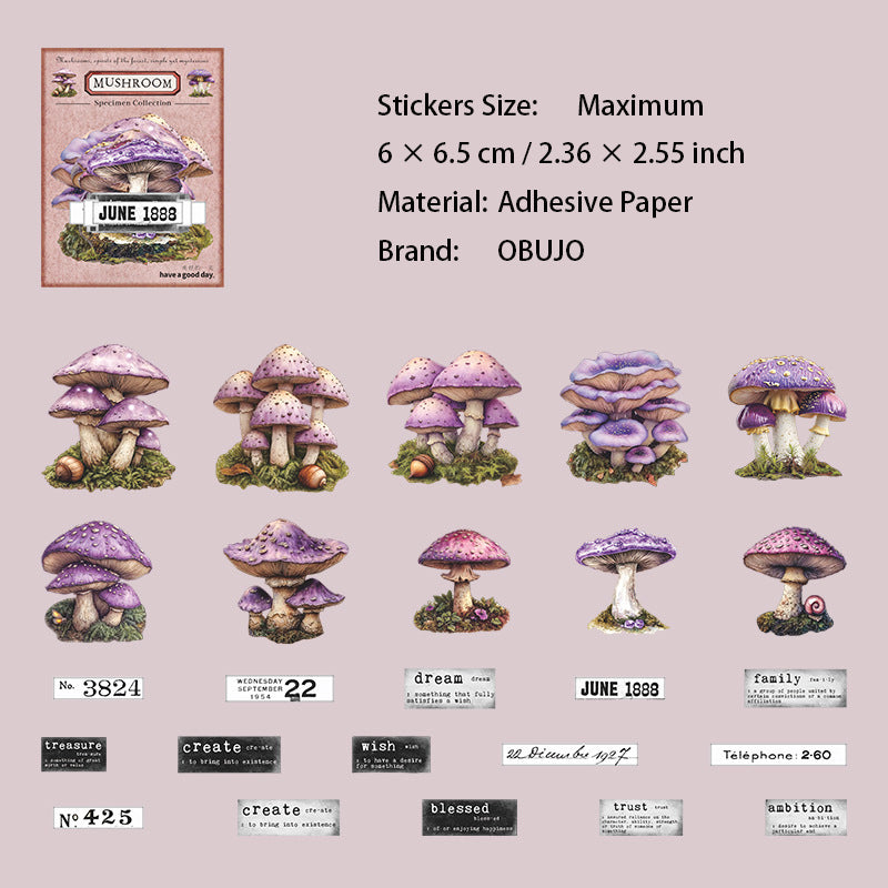 25 Pcs Mushroom Themed Stickers MGBBJ