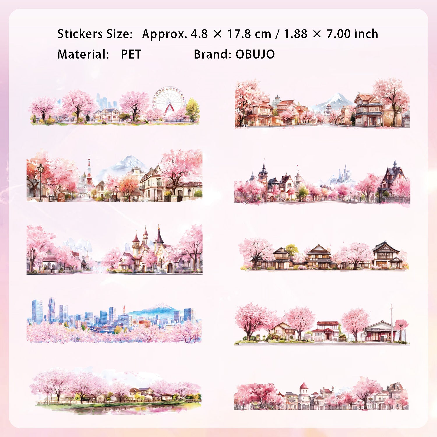 10 Pcs Seasonal Landscape PET Stickers GSZL