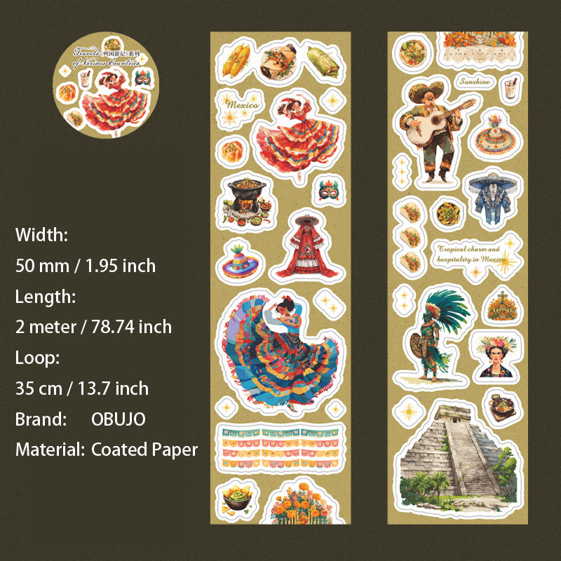 1 Roll Travel Themed Stickers Tape LGYJ