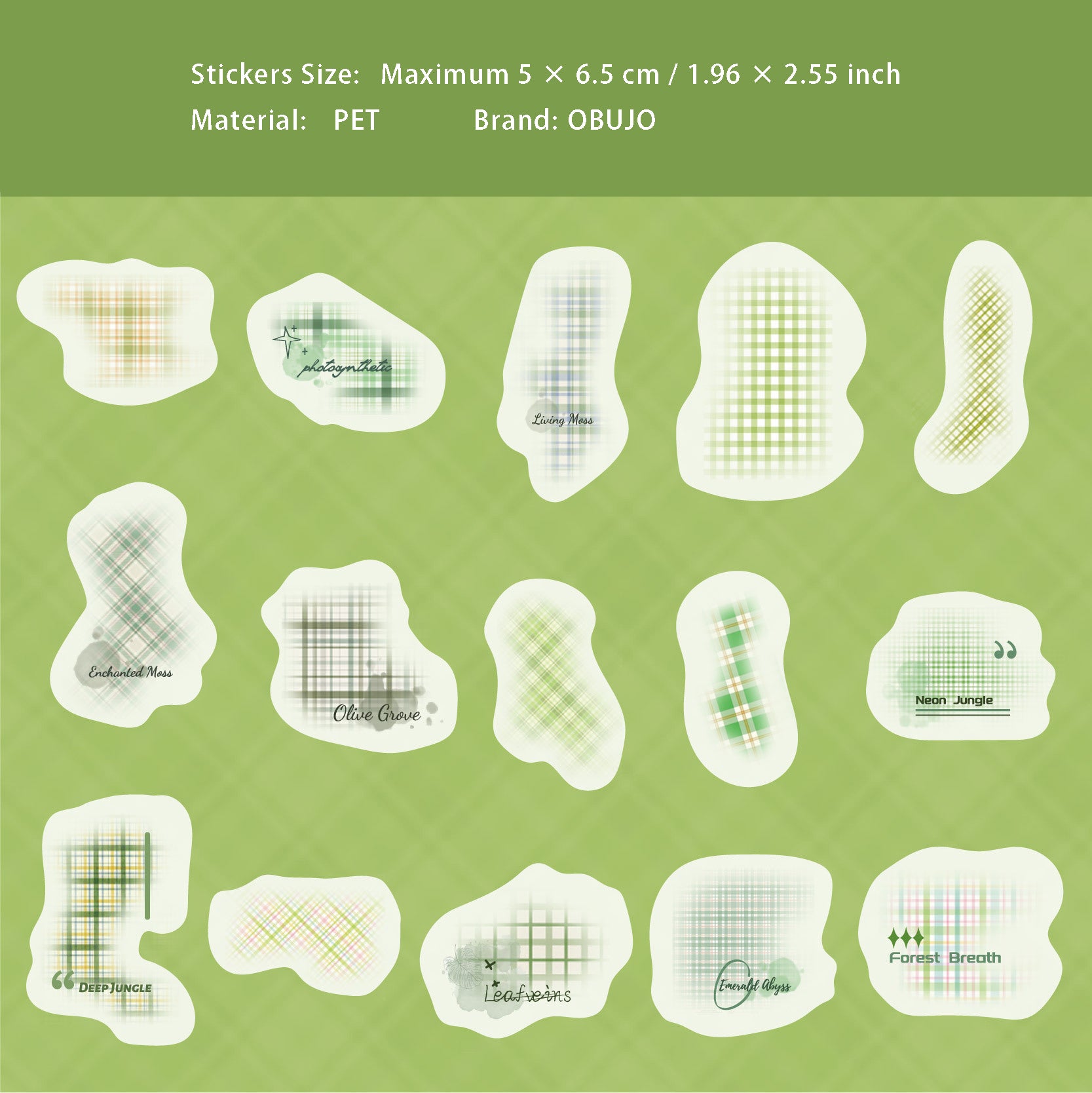 30 Pcs Grid Theme PET Stickers GWSP