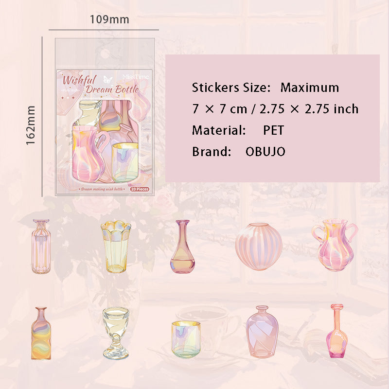 20 Pcs Dream Bottle PET Stickers XYZMP