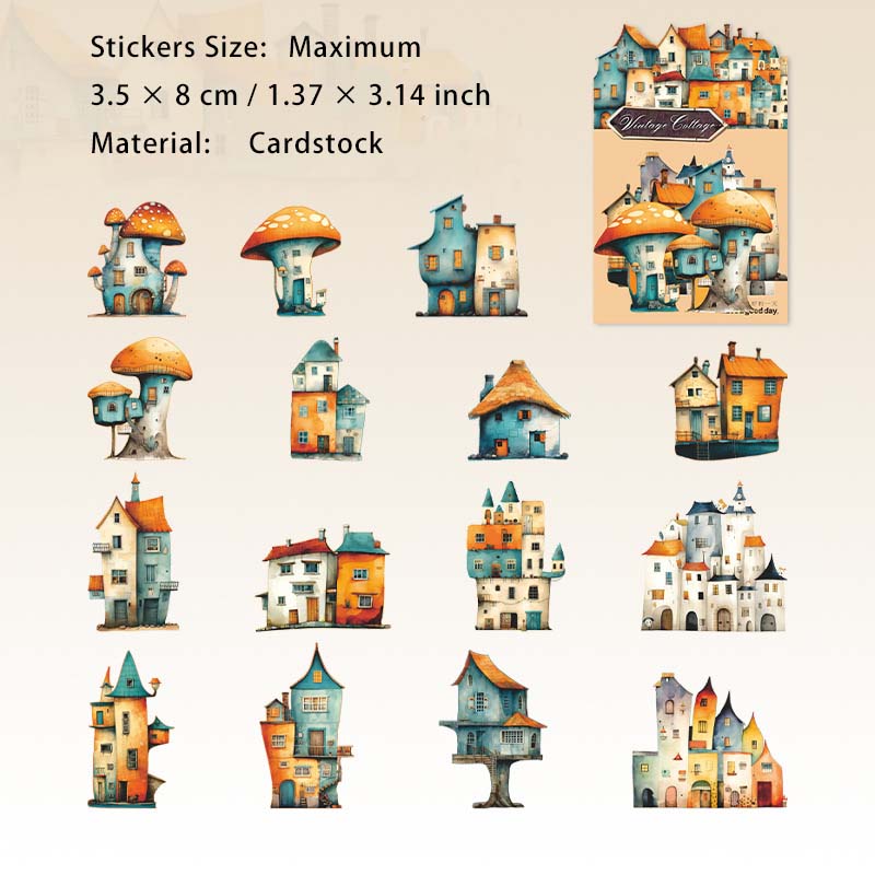 15 Pcs Fairy Magic House Cardstock Stickers GGXW